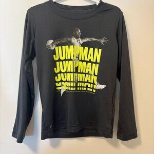 Air Jordan Long Sleeved Shirt Tee Basketball Black Green Size 5T "Jump Man"